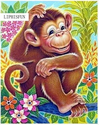 

Поделки алмазов картина Животные обезьяна рукоделие 5D квадратный алмаз Вышивка вышивки крестом комплект Домашний Декор