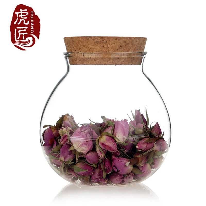 Прозрачная Стеклянная емкость для чая Kupper пробка с цветком Круглая Емкость