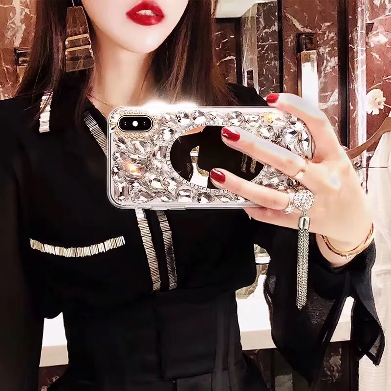 Роскошные 3D алмаз зеркало Bling принципиально для samsung Galaxy J4 J6 плюс J8 2018 J3 J7 J5 2017 J530 ЕС