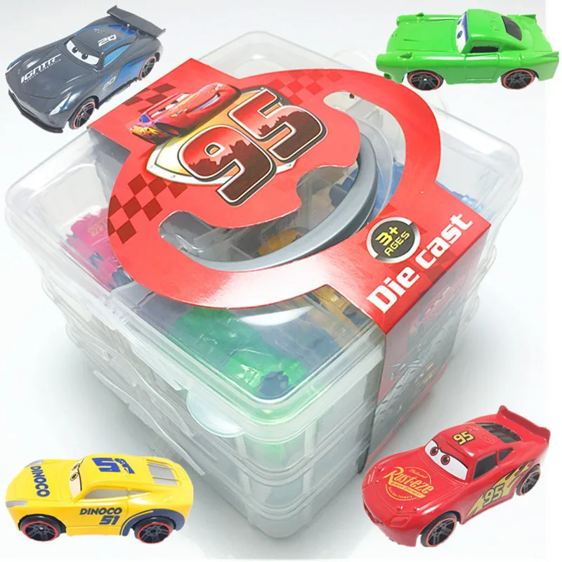 In Original Box Дисней Diecasts игрушечный автомобиль Молния Маккуин костюм с шестью маленькими машинками Контейнер автомобиль набор легированная модель детские игрушки подарки - Цвет: In Original Box