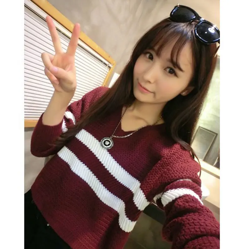 Женщины Осень Свитера И Пуловеры 2017 Моды С Длинными Рукавами О-Образным Вырезом