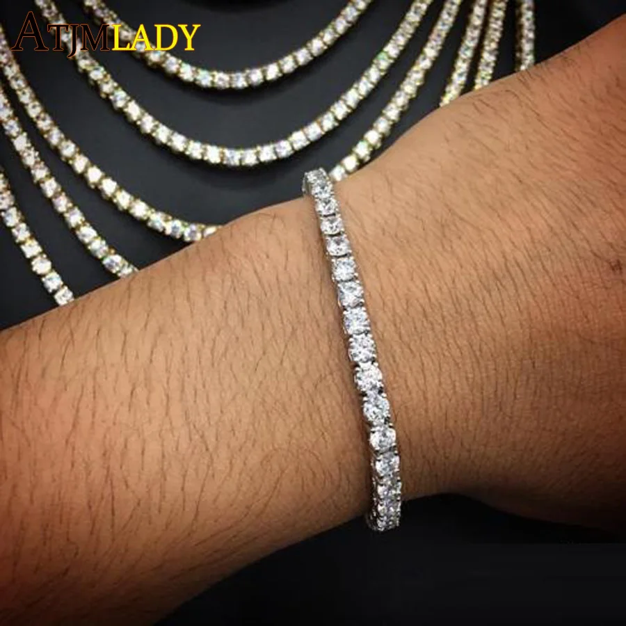 2021 Топ Мода медный браслет с подвеской серебро Цвет 1 сырье CZ Aaa Bling льдом мужские