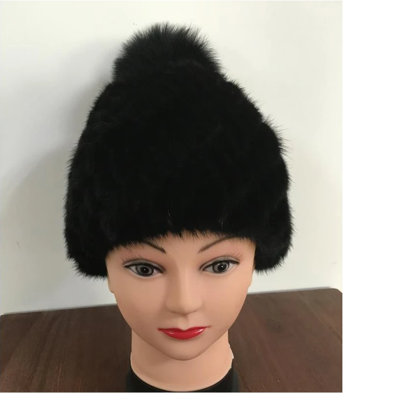CHEWIES/зимние шапки из натурального меха норки женские модные вязаные шапочки с
