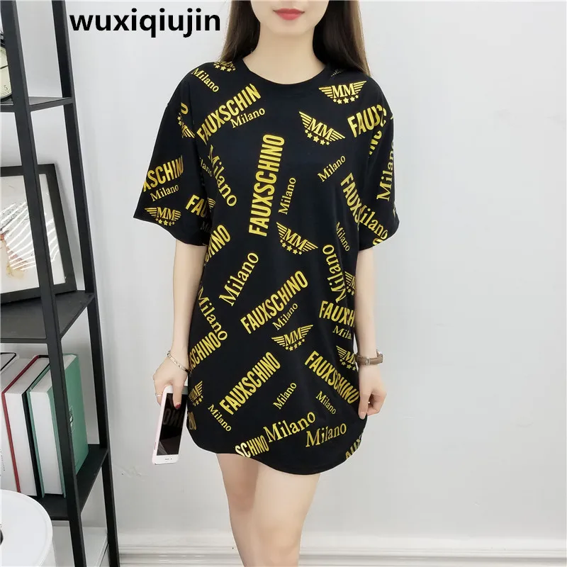 Summer fashion Ms. Leisure bronzing letters short sleeve T-shirt loose waist o-neck women t shirt top tees | Женская одежда