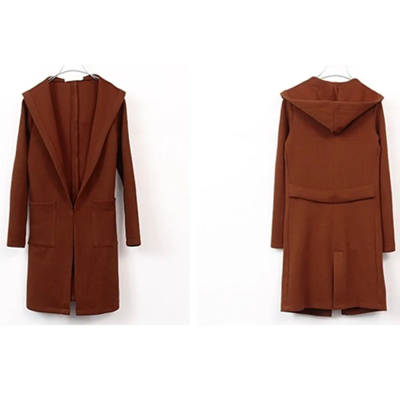 YAGENZ Women Long Cardigan Sweater Coats Autumn Winter Jacket Fashion Female Student Knitting Slim Hooded Coat 721 |
