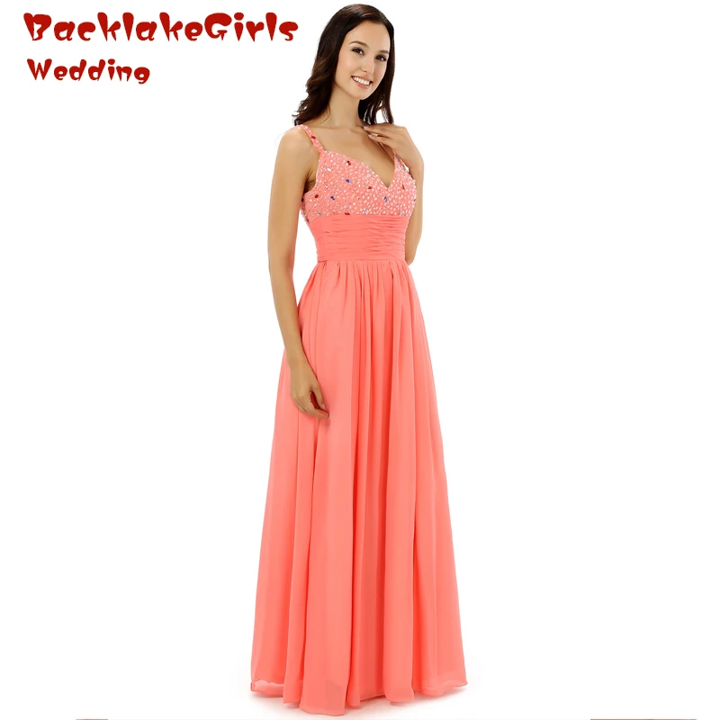 Новое Прибытие Длиной до пола 2017 Милая Элегантный Шифон Кристалл Бисером на