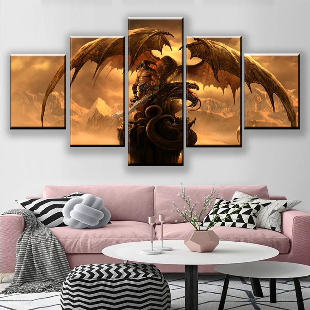 Настенное искусство HD печатный плакат в рамке домашний Декор 5 шт. меч фантазии