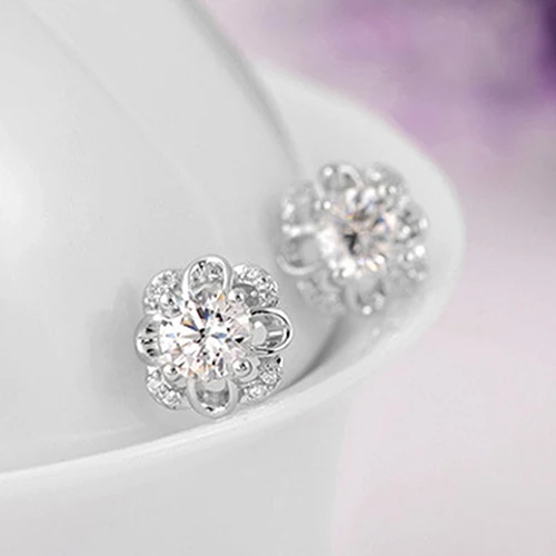 Женские модные серьги гвоздики Bluelans с посеребренным покрытием из горного