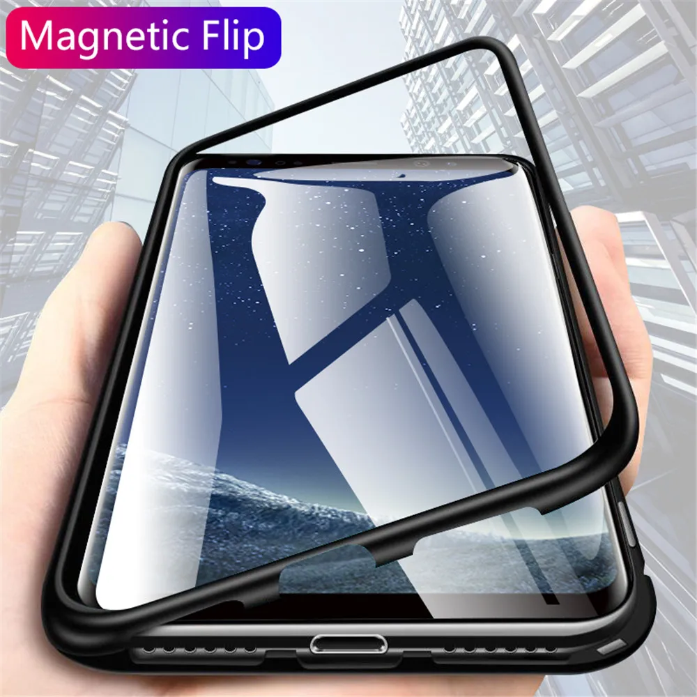 New Magnet Adsorption Case For samsung s10s10 plu Built-in Magnetic Glass note 8 9 for Galaxy s8 s9 plus Back Cover |