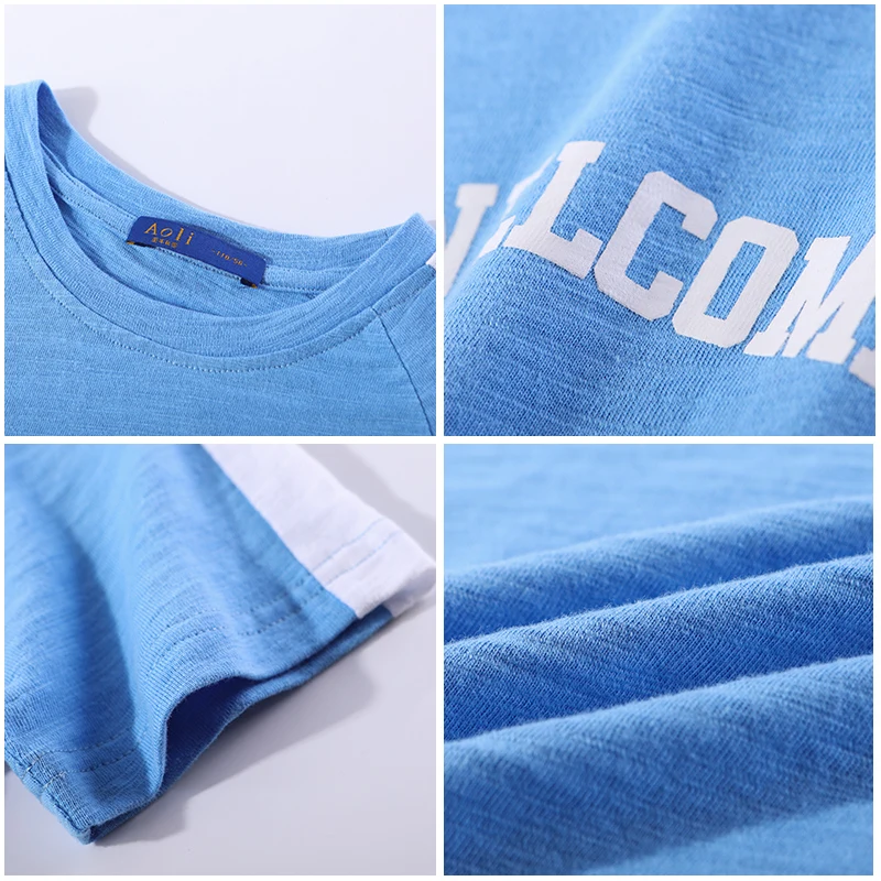 Пионер Дети реглан футболки с коротким рукавом Письмо печати белая полоса