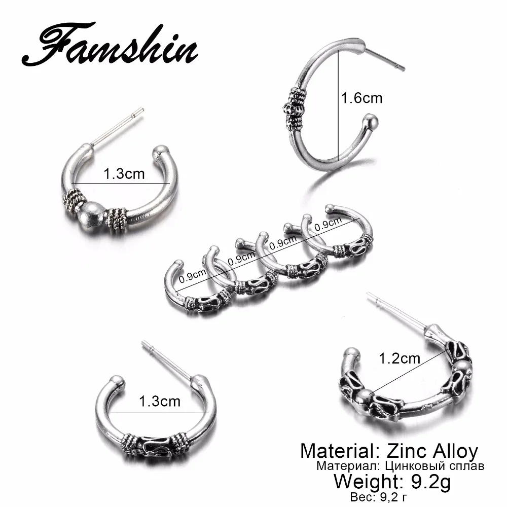 8 шт./компл. древний серебряный Цветной Круг узел серьги-гвоздики для женщин