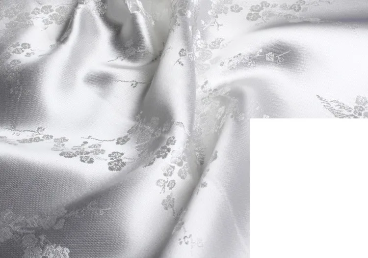90 см* 100 см платье парча ткань костюм одежда ручной работы cheongsam ткань парча шелковая ткань белый цвет с белой сливой