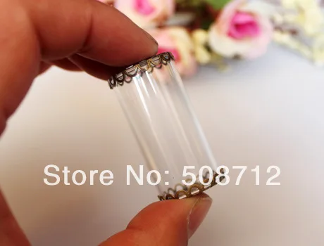 40X20 мм стеклянный тюбик бутылочка с двумя металлическими колпачками пузырьки для