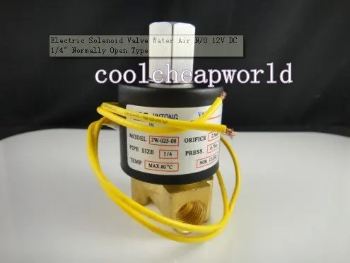 Электрический Соленоидный клапан N/O 12V DC 1/4 &quot нормально открытый тип |