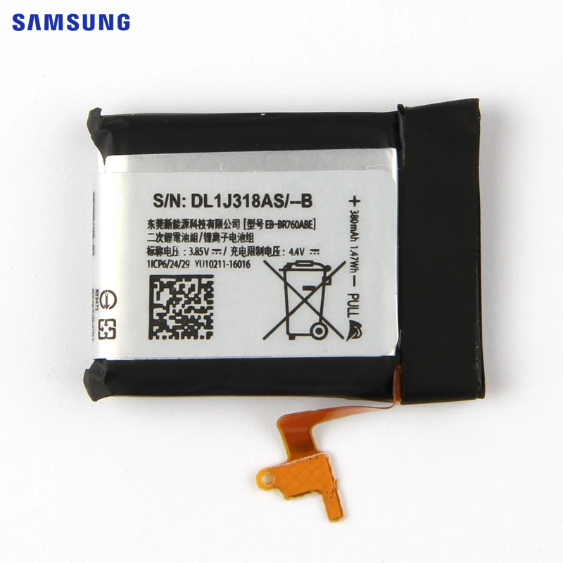 Оригинальная батарея samsung EB-BR760ABE для samsung Шестерни S3 Frontier/классические EB-BR760A SM-R760 SM-R770 SM-R765 SM-R765S 380 мА-ч