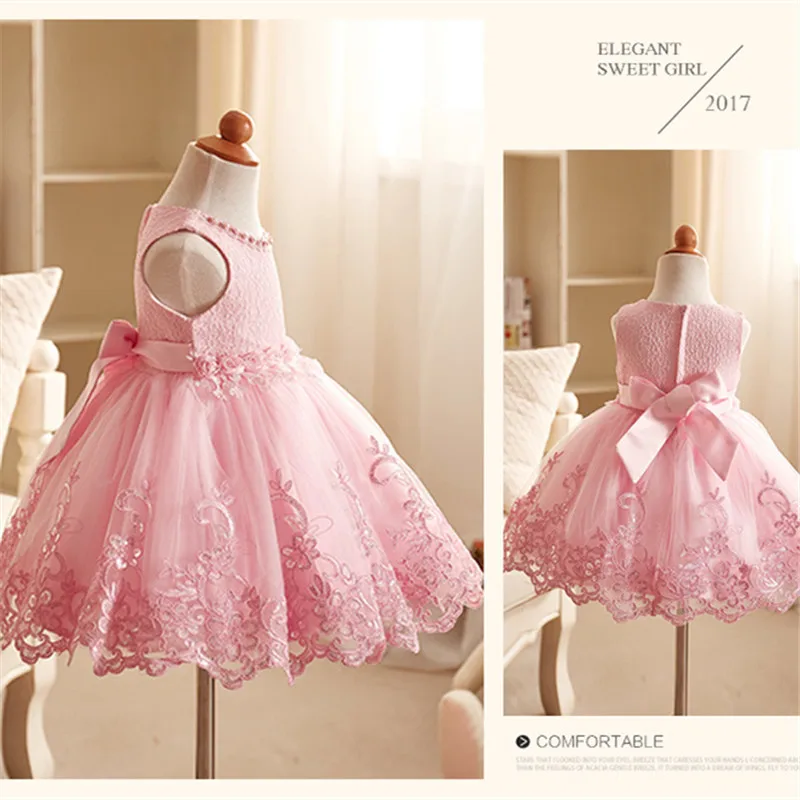 

Summer Baby Girl Floral Princess Ball Gown Dress Lace Flower Girl Bridemaid For Wedding Birthday Party Prom Dresses