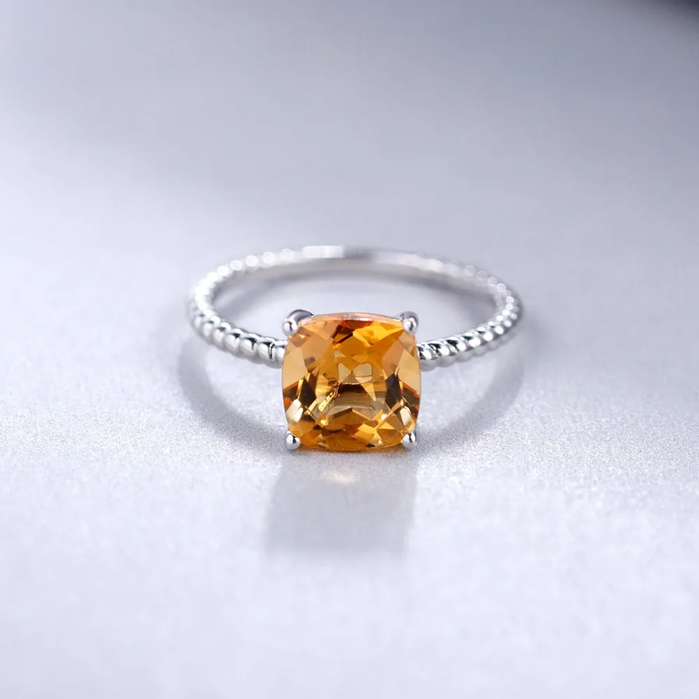 GEM'S балетные костюмы камень по месяцу рождения 2.60ct Круглый Натуральный Цитрин обручальное кольцо для женщин 925 пробы серебро бренд классический ювелирные изделия