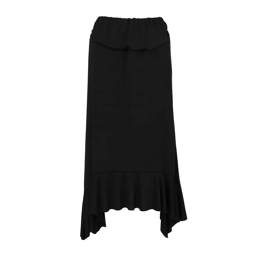 Свободная Страусиная Женская однотонная струящаяся юбка-платок Hemline миди юбка с высокой талией длинная юбка женская повседневная юбка в стиле ампир