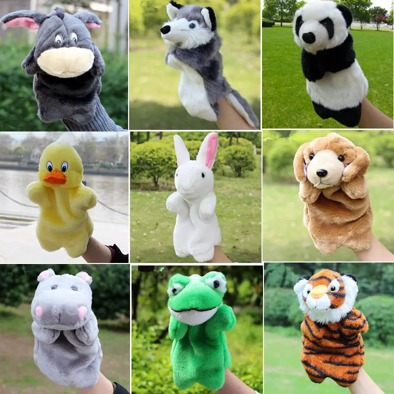 Плюшевые Ручные куклы Кролик Панда Корова собака лягушка кукла Тигр Fantoche