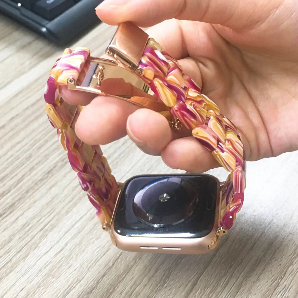 Новый стильный ремешок из смолы для Apple Watch SE Band Series 6 5 4 3 мужчин/женщин 40 мм 44 38 42
