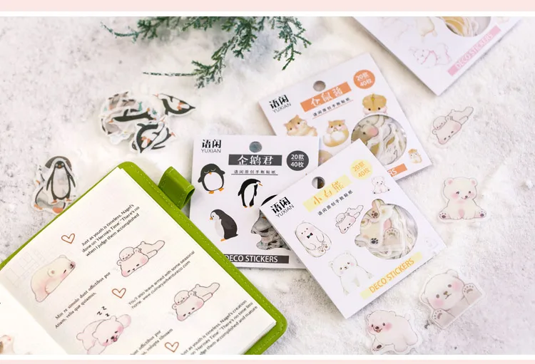 Kawaii животные Пингвин кошка декоративные наклейки клей наклейки DIY украшения дневник японские канцелярские наклейки детский подарок