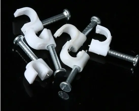 4 мм круглые кабельные зажимы для гвоздей белые зажимы|nail wire clips|cable clipcable nail |