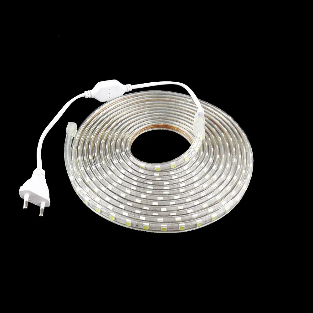Гибкий светодиодный светильник SMD 5050 220 В перем. Тока 1 м/2 м/3 М/4 м/5 м/6 м/7 м/8 м/9 м/10