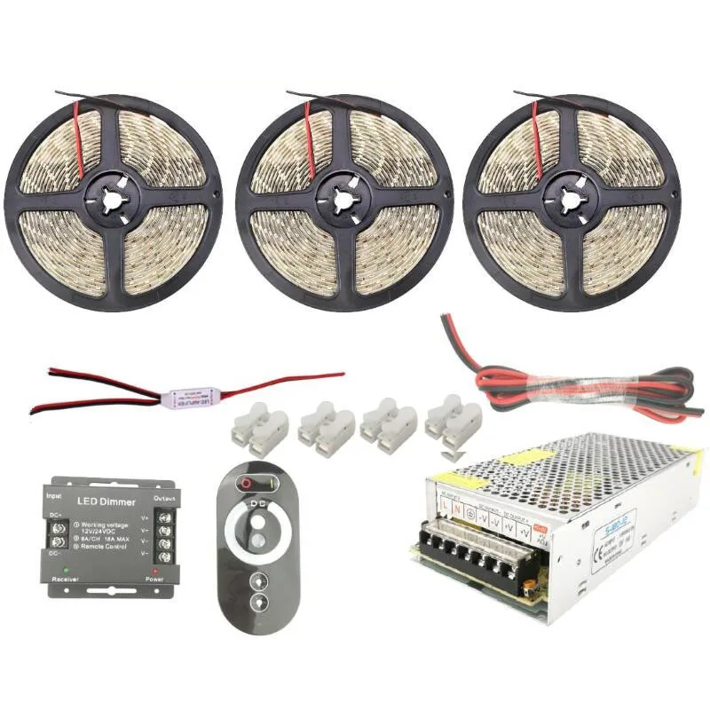 SMD 5630 светодиодные ленты затемнения комплект 5 м 10 15 6AX3CH сенсорный Переключатель 110/220 В до 12 адаптер