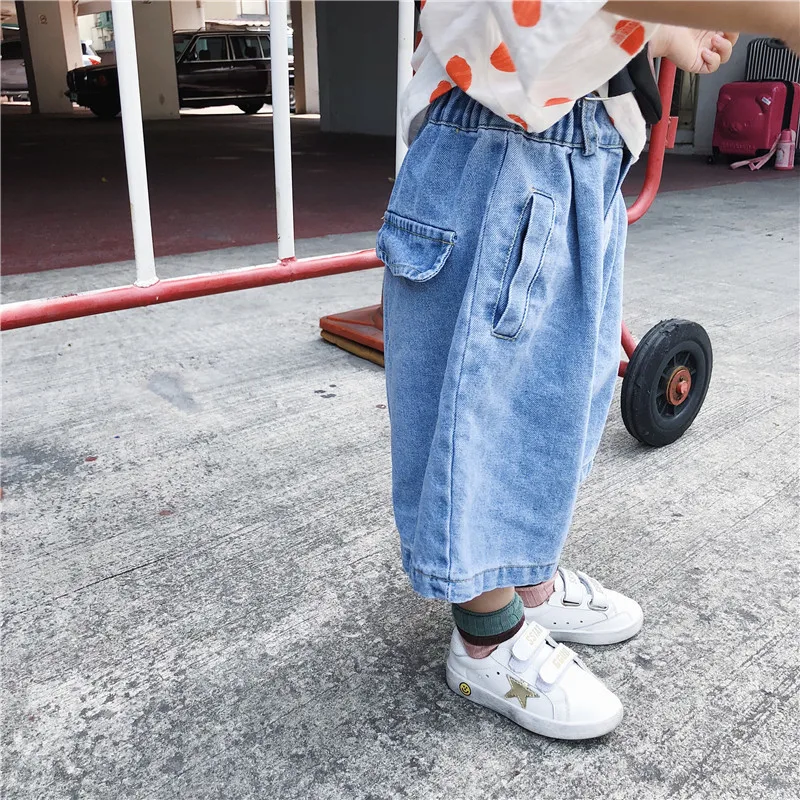 Весенние Модные свободные джинсовые штаны в Корейском стиле для девочек 1 6 лет