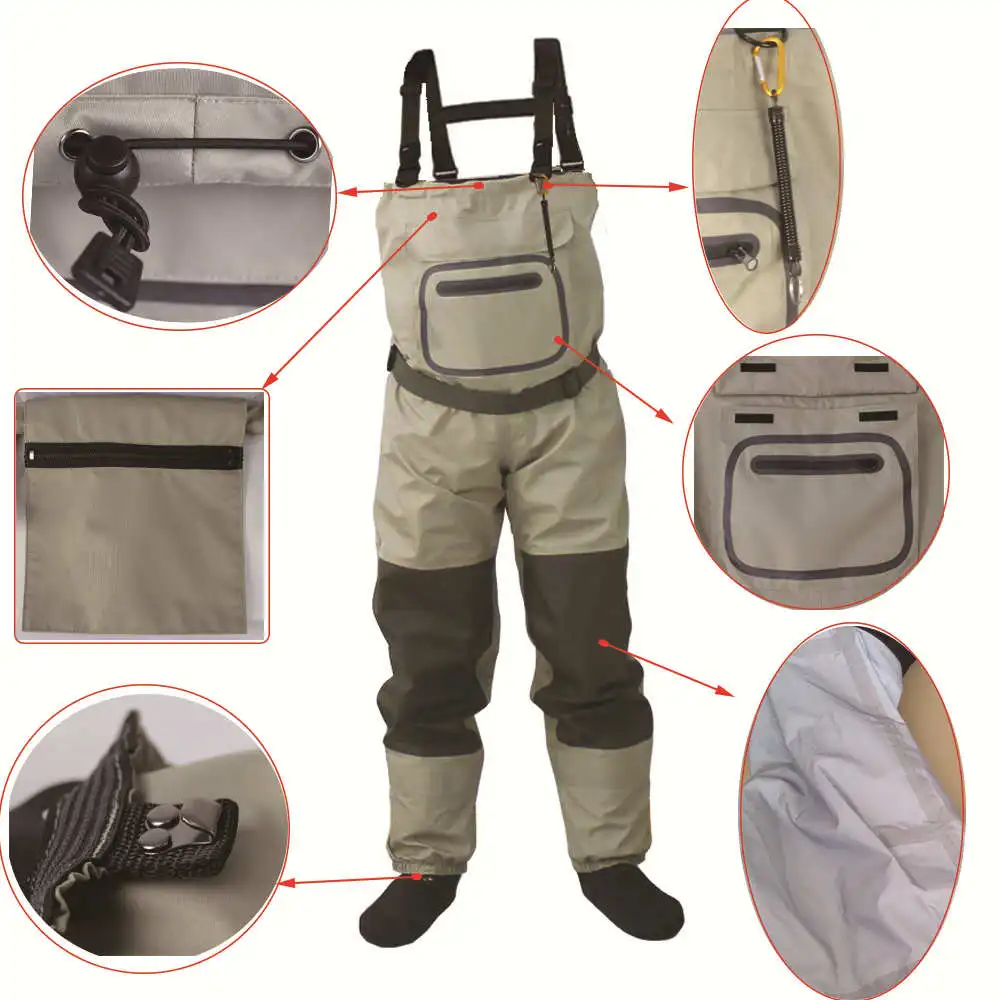 Fly Fishing Chest Waders Breathable Waterproof Stocking foot River Wader Pants for Men and Women enlarge