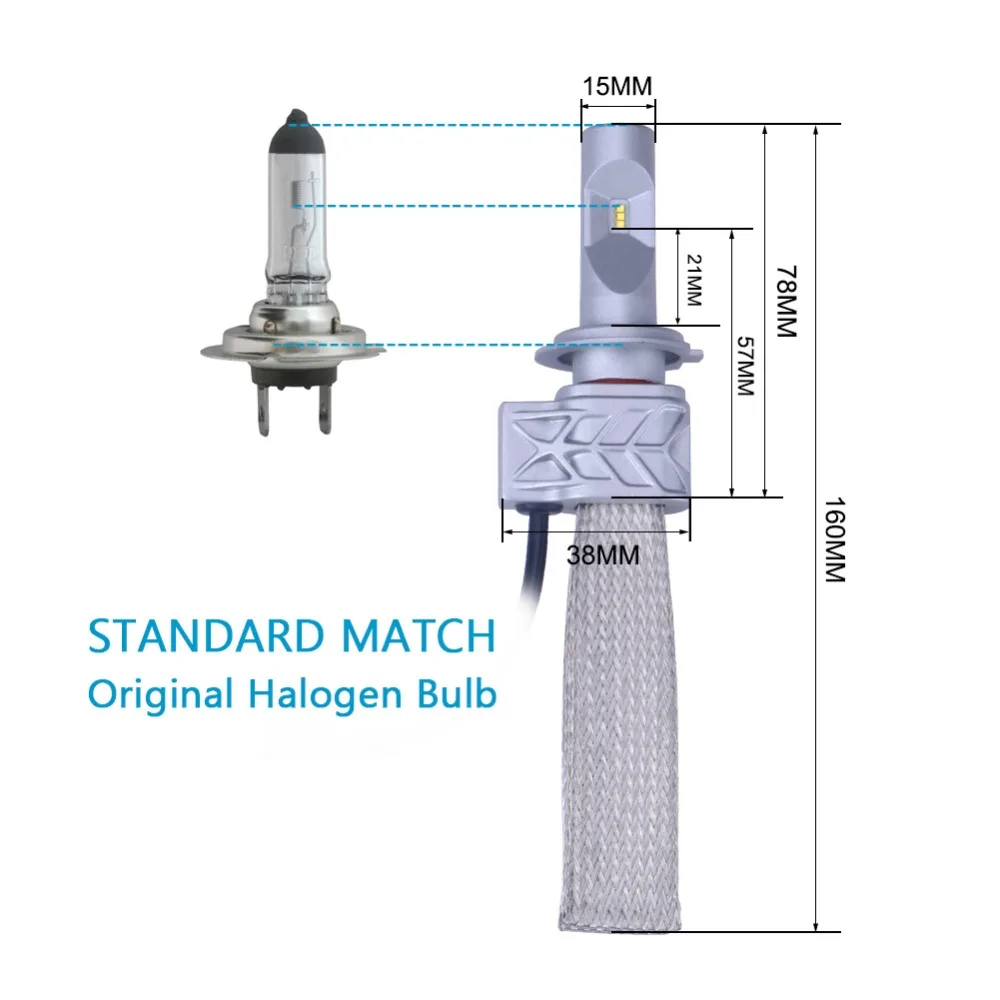 TC X H7 Автомобильные Светодиодные Лампы Фар Conversion Kit Замена Автомобиля лампы