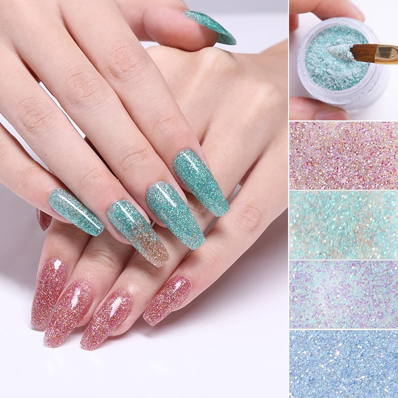 BORN PRETTY розовый акриловый порошок блестки пайетки Резьба порошок полимерный порошок кончик расширение ногтей маникюр 12 цветов