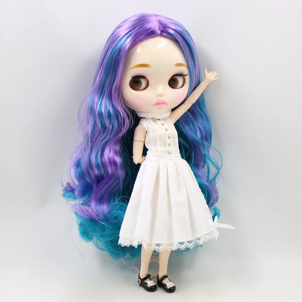 Ледяная кукла DBS Blyth 280BL4302/7216 фиолетовые и синие волосы блестящее лицо новая