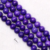 high quality 8mm natural purple color sponge coral round shape diy gems loose beads strand 15 jewellery making w1791