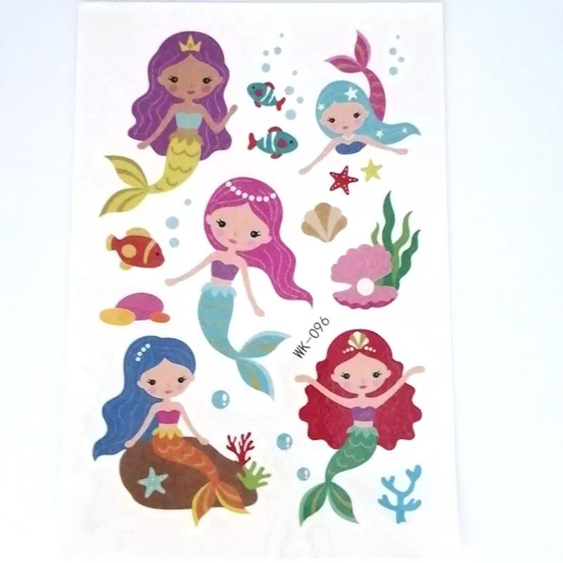 30pcs WK096 Cartoon Mermaid Theme Temporary Tattoo Hand Body Arm Art Sticker Fake Tattoos for Men Women 30pcs/lot - Color: 30pcs WK096