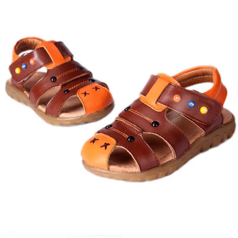 Модные сандалии с закрытым носком для мальчиков детская летняя обувь детские