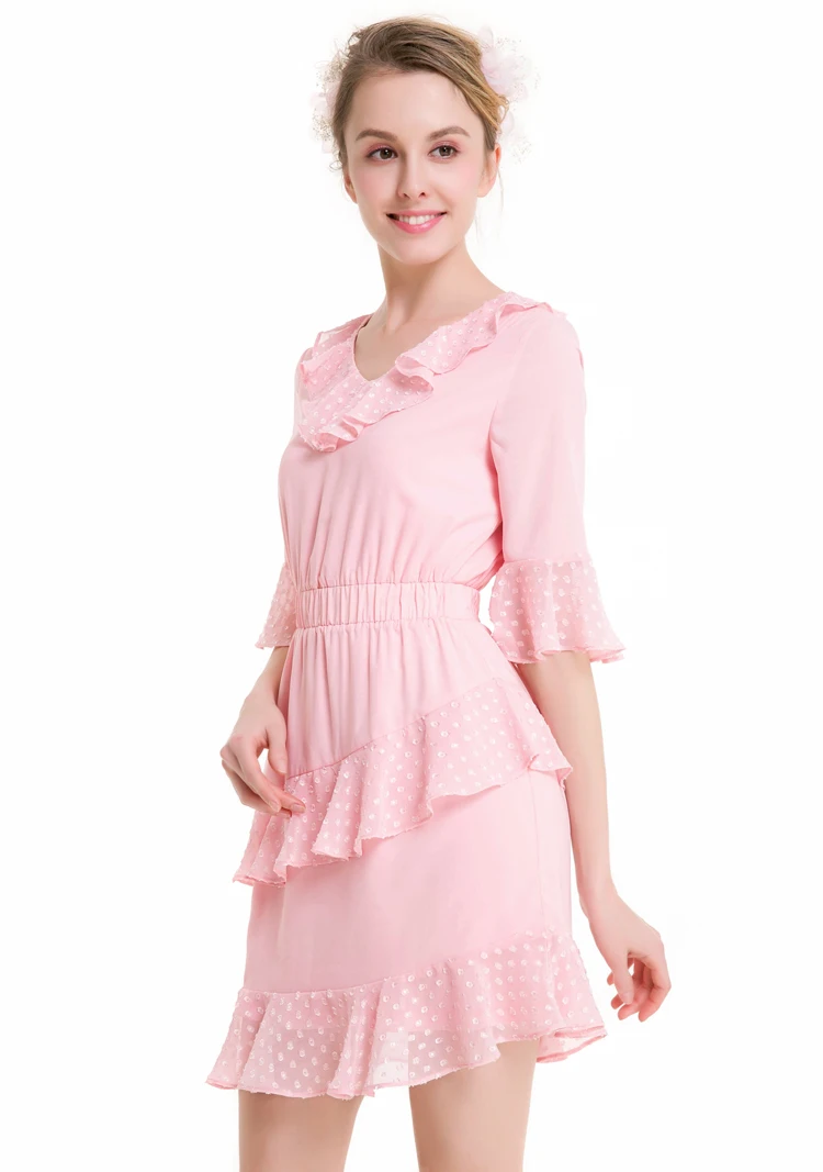 Женское шифоновое платье длиной до колена с коротким рукавом элегантное