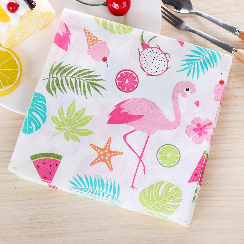 20 винтажных салфеток бумажные салфетки с принтом фламинго цветок питая фрукты