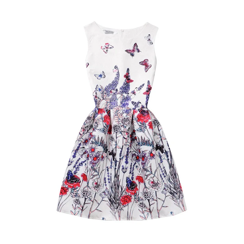 Girls Clothing Floral Print Pattern Dress Princess Rose Party Flower Summer 2017 Children Clothes Wedding 10 12 13 | Детская одежда и