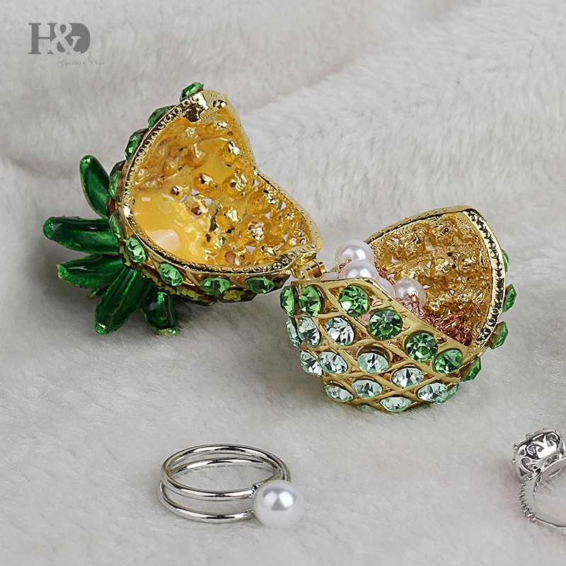 H &amp D 2 6 &quotBejeweled ананас безделушка коробка ручная роспись Коллекционная