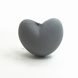 grey 10 шт./партия, хит, в форме сердца, свободные бусины для ожерелье-прорезыватель силиконовые бусины для детский прорезыватель BPA безопасный DIY бисер Прорезыватель - Цвет: grey
