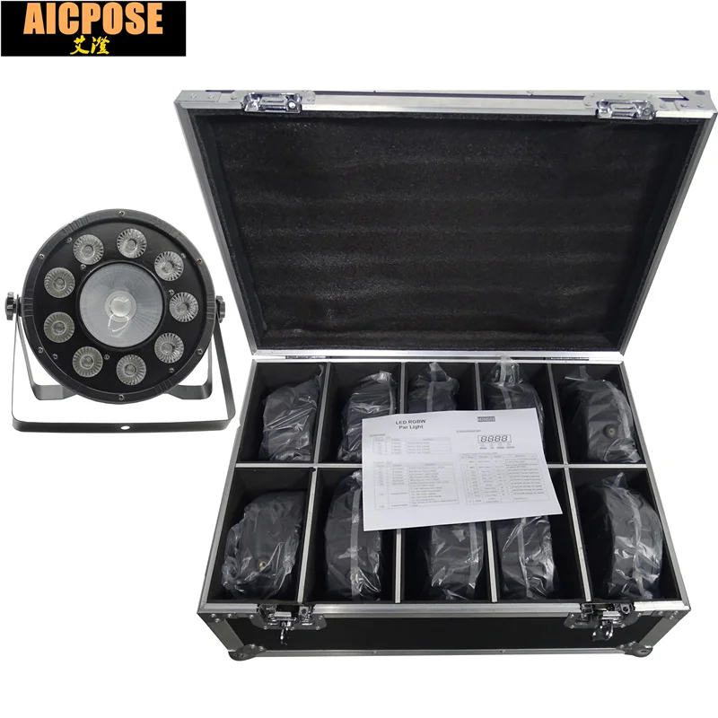 Плоский светодиодный светильник Par 9x10w + 30w RGB 3 в 1 с полетным чехлом DMX512