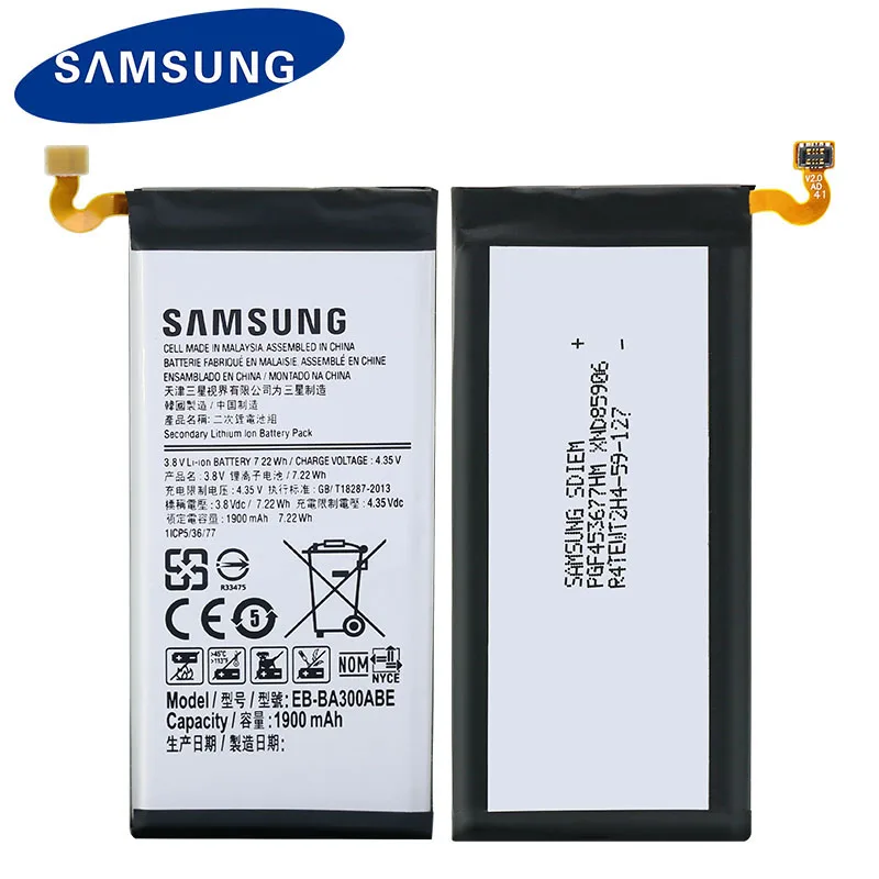 Оригинальный аккумулятор samsung для Galaxy A3 (2015) A300 A300F A300FU A3000 A3009 EB-BA300ABE 1900 мАч сменный