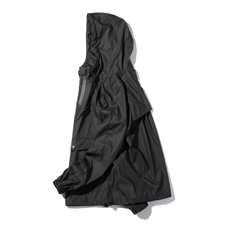 Мужской пуловер с капюшоном Anorak черная непромокаемая толстовка уличная одежда