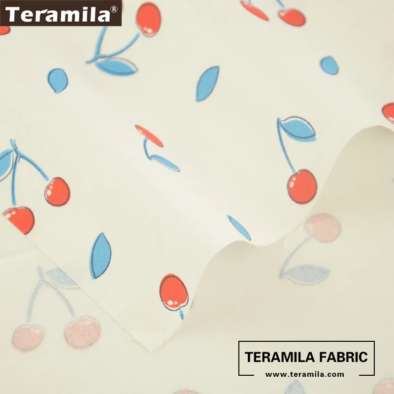 Teramila Ткань с красной вишни изображением фруктов высокое Качественный 100% хлопок