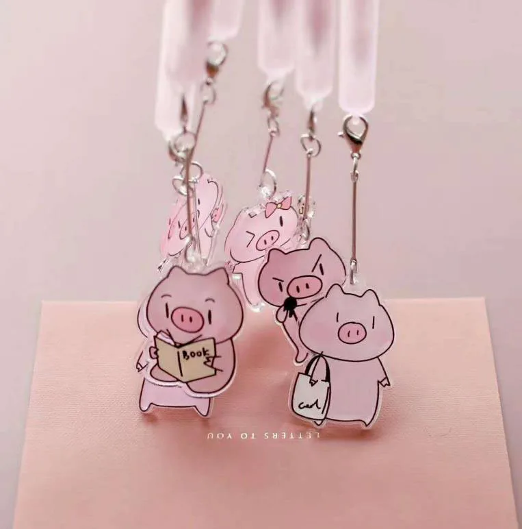 4 шт./компл. Kawaii 0,5 мм животного розовый поросенок копилка акриловая подвесная гелевые ручки цифровым пером Эсколар. школьные канцелярские принадлежности