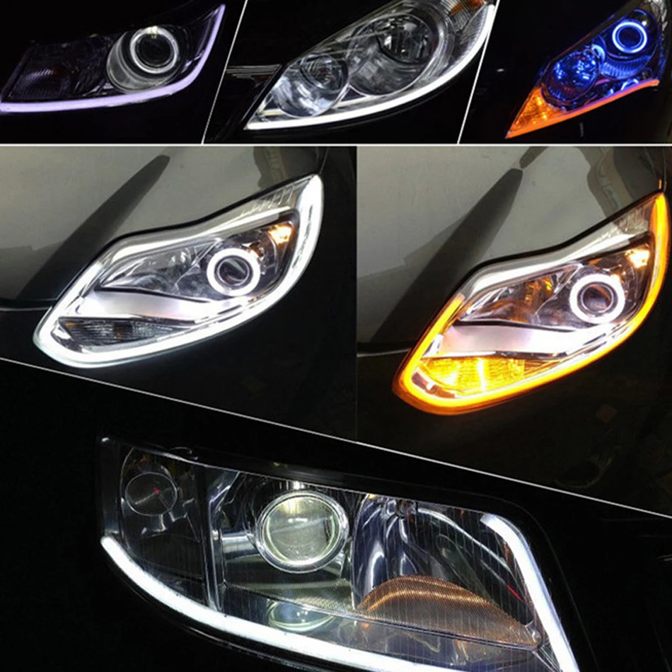 LEADTOPS 2 шт. гибкий светодиодный Drl двойной цветной светильник с боковым поворотом