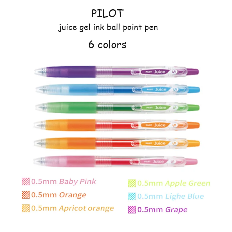 6 General Colors Ручка Pilot Juice Гель Шариковая ручка сменный пополнения 0,5 мм пуля Совет выдвижной роллер ручки металлик Пастель Цвет мягкая ручка - Цвет: 6 General Colors