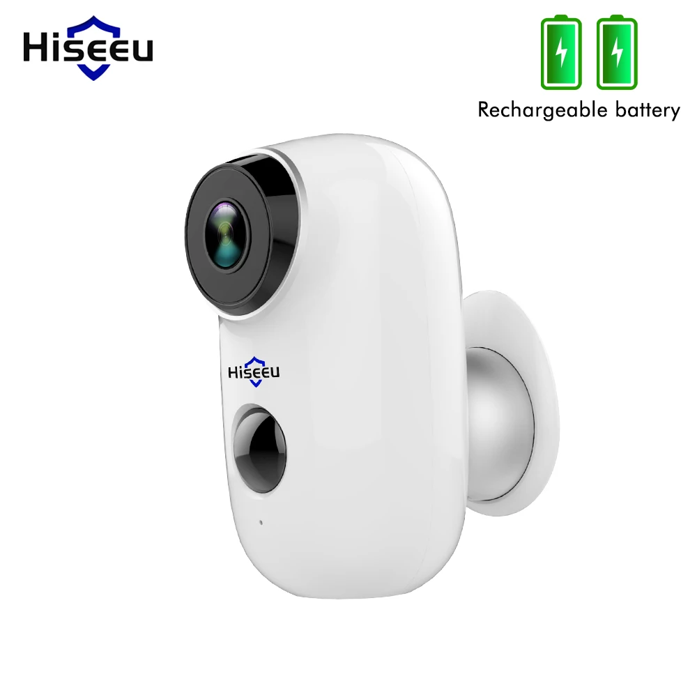 Hiseeu Беспроводная перезаряжаемая батарея CCTV Wifi ip-камера для улицы IP65 Всепогодная домашняя камера безопасности PIR Сигнализация Движения