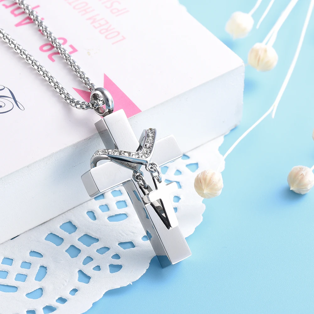 Оптовая продажа, большой емкости, двойной кремовый кулон IJD9216 для кремации, ожерелье с урной памятью для золы